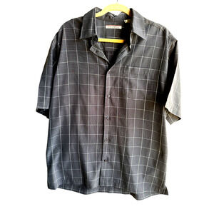 Havanera Vintage 90s Men’s Gray Windowpane Plaid Button-Up Shirt Size Large